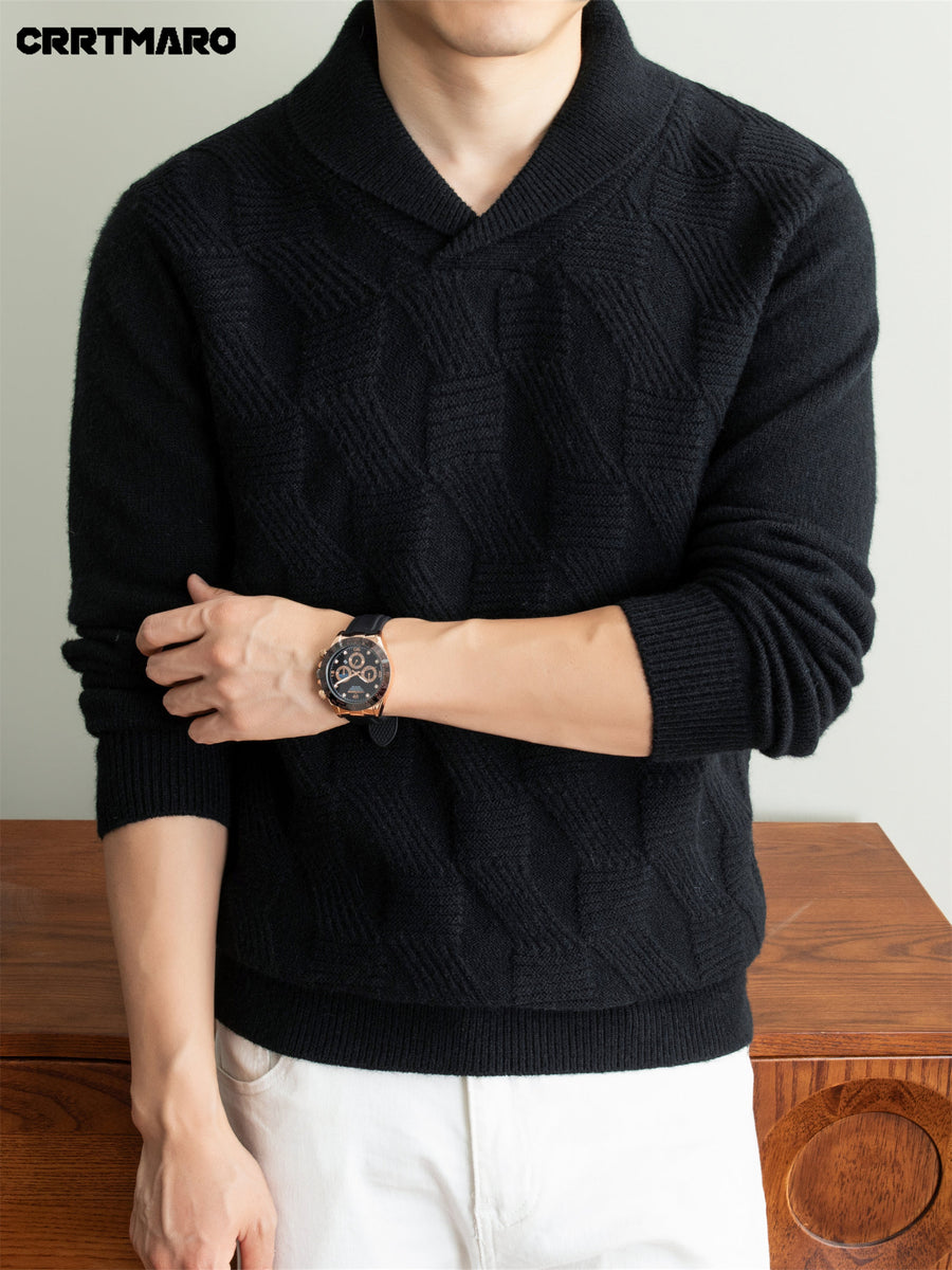 Men's Heavyweight Thick -Neck Sweater - Warm Winter Pullover Sweater Suitable for Fall & Winter, Casual Layering Top, Solid Color Regular Fit Sweater for Office, Outdoor, Casual Attire, Hand Washable Thick Sweater - Black
