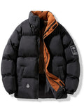 Men's Casual Warm Padded Coat | Autumn/Winter Long Sleeve Zip-Up Jacket, Windproof Padded Coat with Side and Inner Pockets, Ideal for Daily Wear, Outdoor Activities, and Parties, the Perfect Winter Essential, Great Gift for Son, Husband, or Male - Black