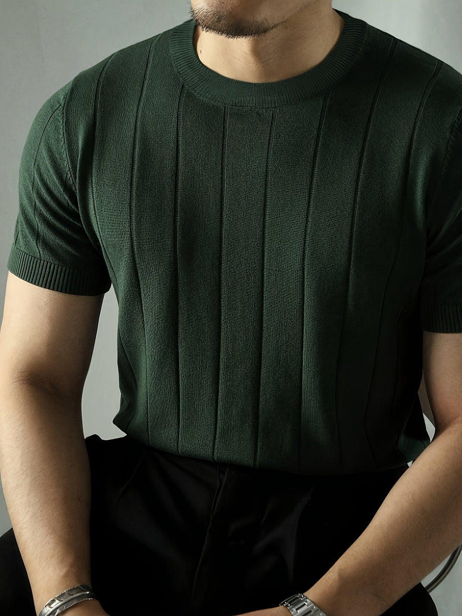 Men's Solid Rib-knit Top - Olive Green Color