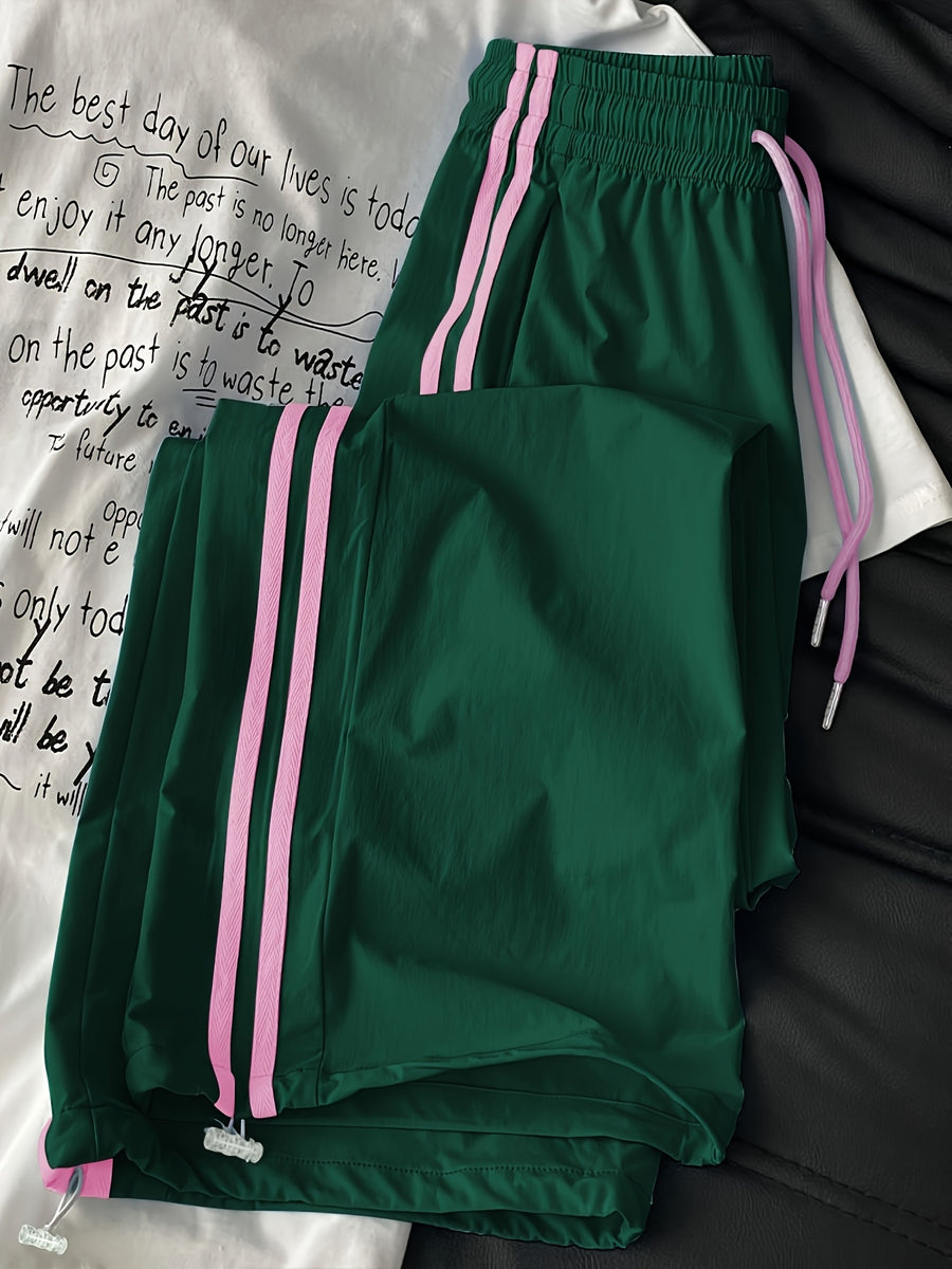 New High-Waisted Loose Ankle-Fit Quick-Dry Long Pants - Green