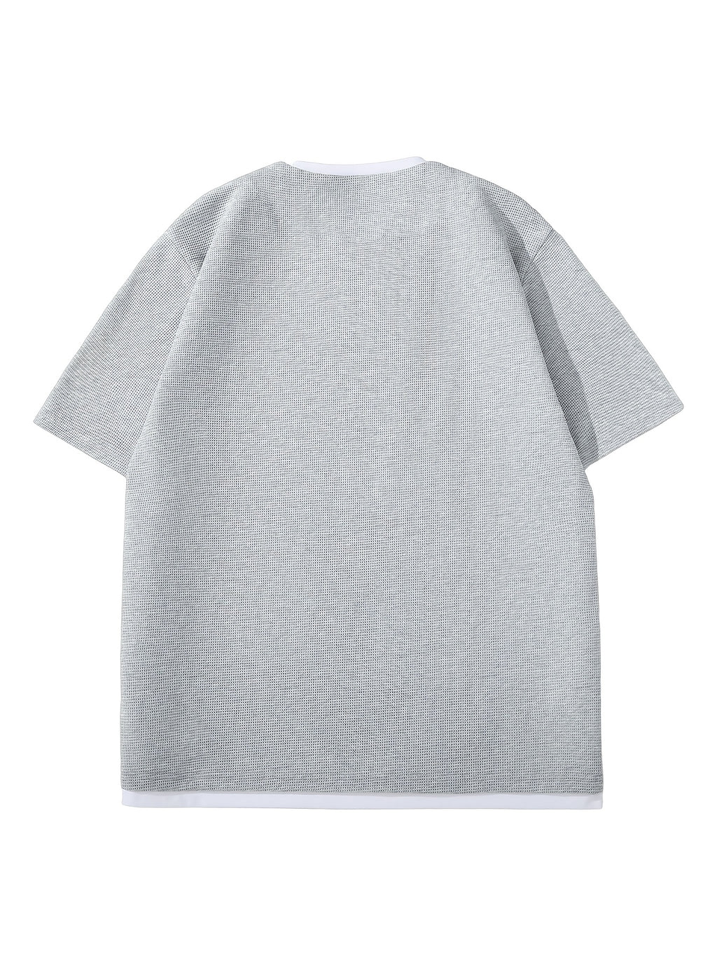 MIANZHI Men's Short Sleeve American Streetwear Brand T-Shirt, New Summer Loose Fit Casual 2-in-1 Look Half Sleeve Heavyweight Waffle Knit Fashion Outdoor Sports Top - Grey