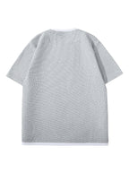MIANZHI Men's Short Sleeve American Streetwear Brand T-Shirt, New Summer Loose Fit Casual 2-in-1 Look Half Sleeve Heavyweight Waffle Knit Fashion Outdoor Sports Top - Grey