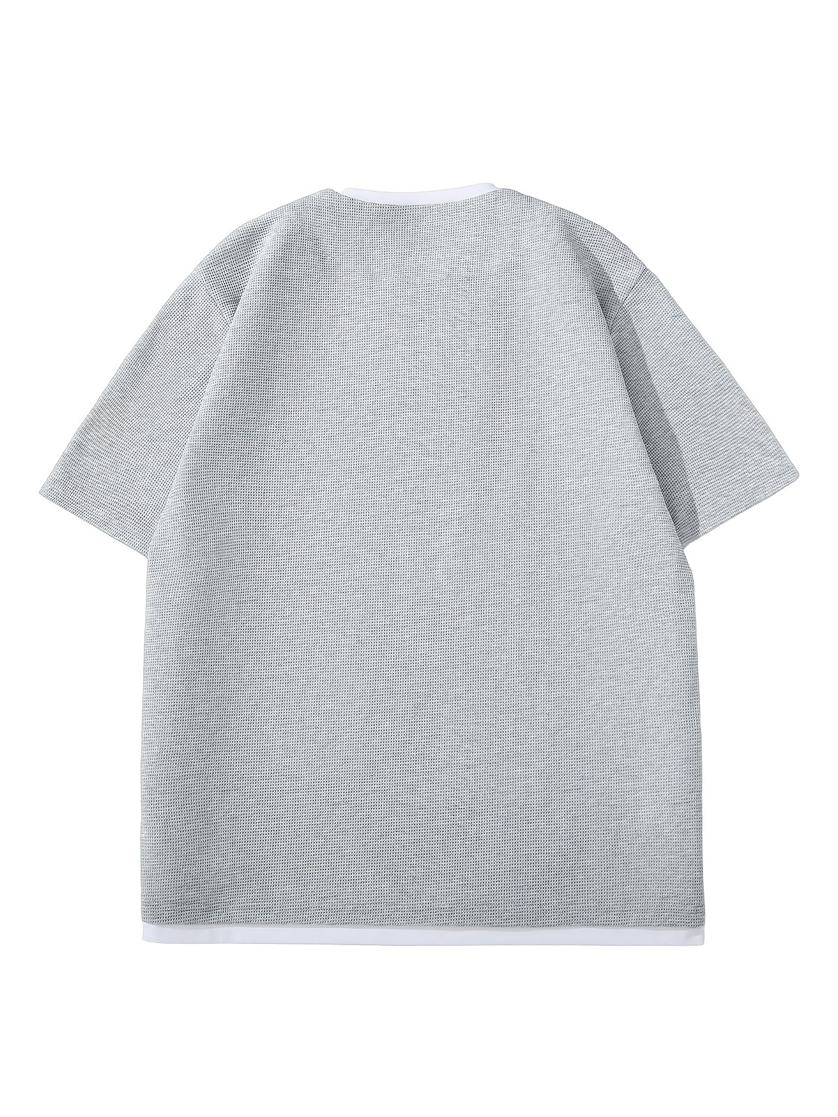 MIANZHI Men's Short Sleeve American Streetwear Brand T-Shirt, New Summer Loose Fit Casual 2-in-1 Look Half Sleeve Heavyweight Waffle Knit Fashion Outdoor Sports Top - Grey