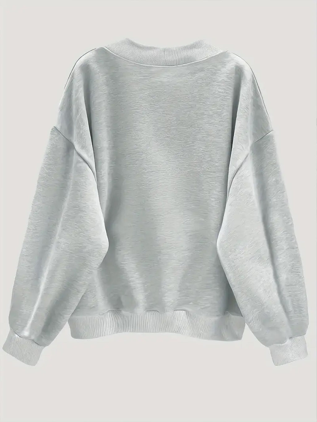 Women'S Plus Size V-Neck Printed Sweatshirt, New Fashion Letter Print Fall Winter Warm Hoodie D 369 - Grey