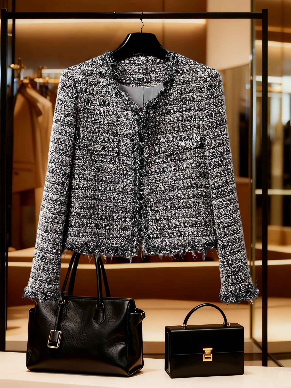 TD1216257 2026 Spring/Autumn/Winter Fashionable New Style Outerwear Top, Casual Jacket Cardigan Blazer Coat Top with Faux, European and American Sizes Women's Elegant Apparel, Suitable for Daily Casual/Business Office/Business Meetings/Casual - Space Gray