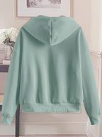 Women'S Fashion Zip Hoodie - Light Green
