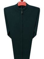 Men's Stand Collar Zipper Solid Color Knit Cardigan, Business Casual Style, Simple Solid Color, Slim Fit Not Tight, Versatile and Practical - Dark Green