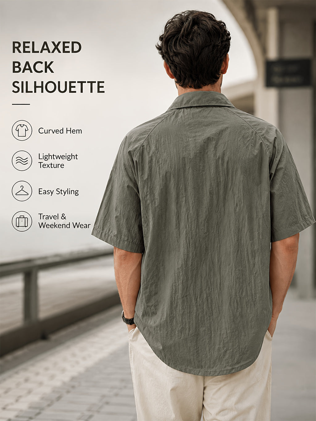 Men's Lightweight Functional Style Short-Sleeve Shirt Jacket with Snap Button Closure and Lapel Collar, Breathable Fabric, Loose and Comfortable, Not Stuffy, Suitable for Urban Commuting, Travel, Outings, Weekend Leisure, and Multiple Scenarios - Camping Green