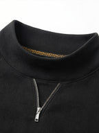 Men's Half-Turtleneck V-Neck Long-Sleeve Base Layer with Small Zipper, Understated and Mature, Seamlessly Transitions Between Business and Casual Settings - SINBOS - Black