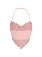 Y2K Drawstring Backless Camisole Top - Pink