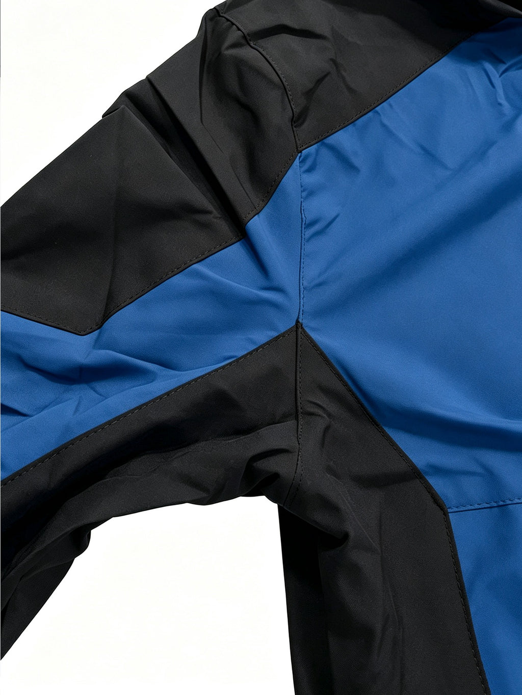Men's Sport Hooded Jacket, Black Color-Block Windbreaker, Adult Printed Top with Detachable Hood - Blue