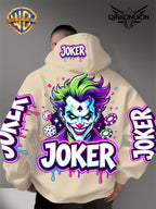 Warner Official Men'S Hoodie, Neon Clown Avatar Chess And Card Graffiti Trendy Print Design, Machine Washable, Warm And Casual for Autumn And Winter, Daily Drawstring Hoodie, Multi-Functional Sports And Leisure Loose Version - Apricot