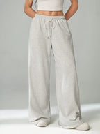 Women'S Autumn Winter High Waist Elastic Waist Loose Wide Leg Pants - Granny Gray