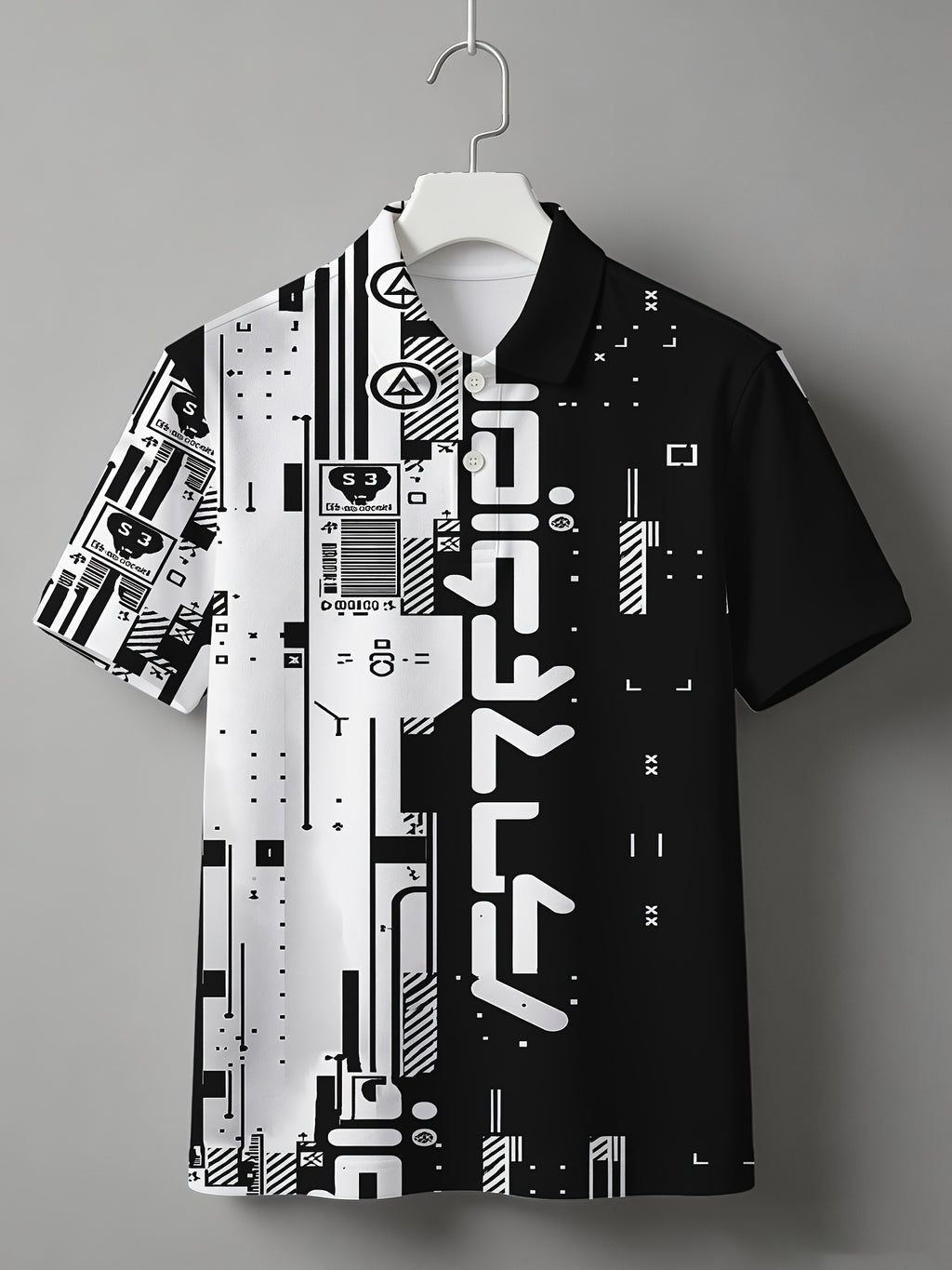 New Short-Sleeve Polo Collar Men's All-Over Digital Print Cool Summer Top - DDPLXT14