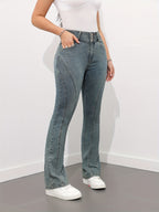 Specially Developed High-Waist Flare Jeans for Women, High Stretch, Distressed, Versatile,, Vintage, Slim-Fit Flared Pants 18327 - Blue