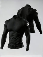 1pc Men'S Athletic Jacket, Versatile Stand Collar, Full-Zip Design, Quick-Dry Fabric, Fitness Training, Basketball, Running, Outdoor Travel, Casual Wear, Men'S Sports Coat, Men'S Fitness Jacket - Black