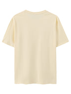 Men's Print Pure Cotton T-Shirt, Summer Fashion Vintage Trendy Casual Breathable Everyday Versatile Crew Neck Short Sleeve Top - Apricot