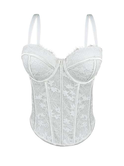 #9211 Lace Design Camisole Vest, Elegant Niche Shaping Underwear, Women'S Inner Wear Outer Wear Ribbed Top, Women'S Tight Corset - White