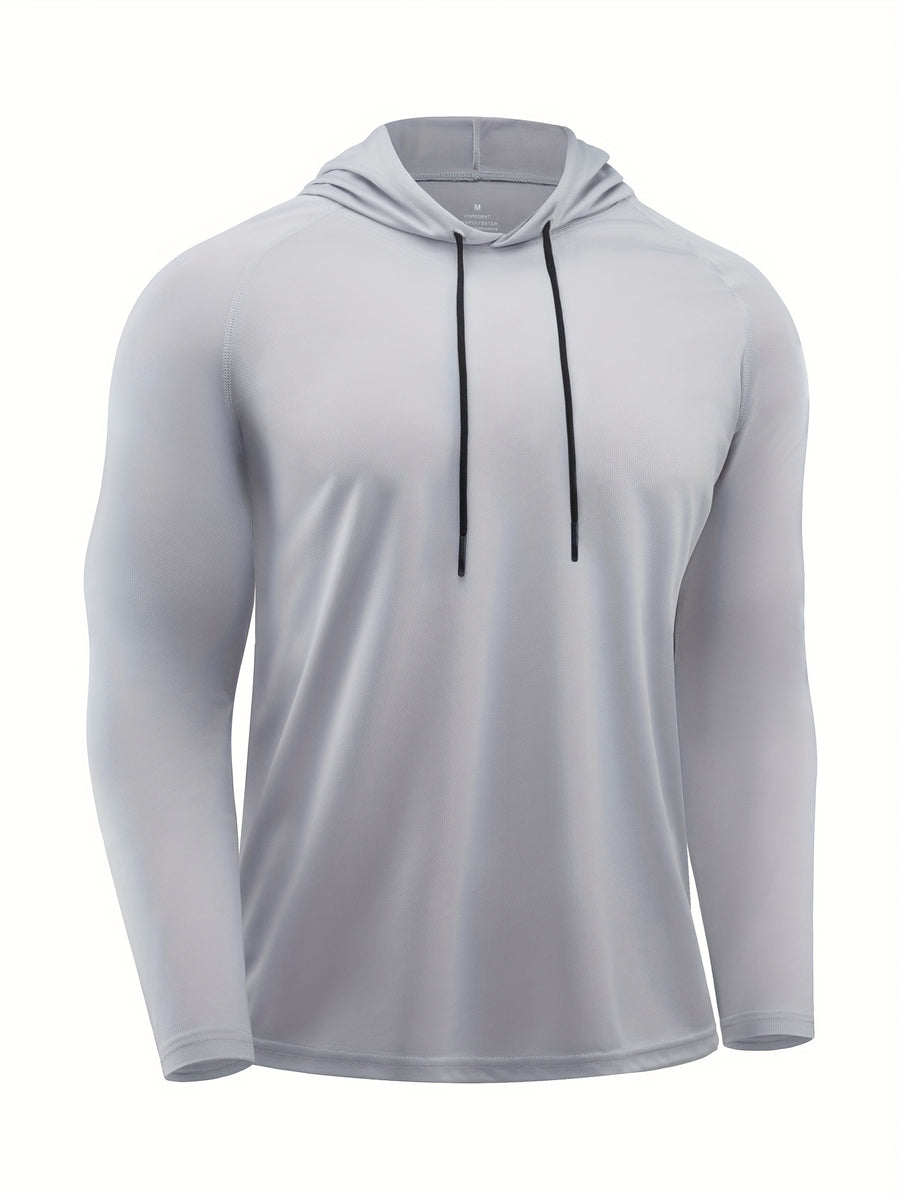 3pcs Outdoor Breathable Hooded T-Shirts for Men, Spring/Summer Fitness and Casual Wear, for Gym - Dark Gray + Light Grey + Dark Blue