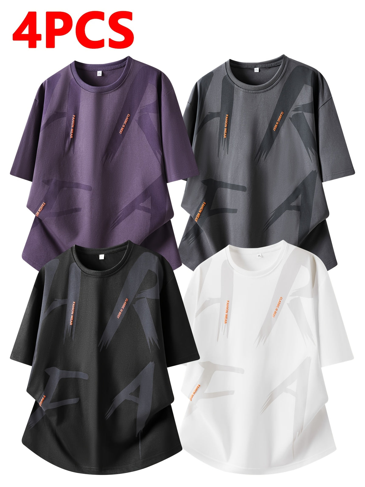 4pcs Pc (4pcs) Men's Quick-Dry T-Shirts - Short Sleeve Round Neck Breathable Summer Tees Suitable for Sports, Gym, Outdoor, Beach & Casual Wear - Quick-Dry Technology for Lifestyles, Gifts for Fathers, Teens, Couples - Mixed colors