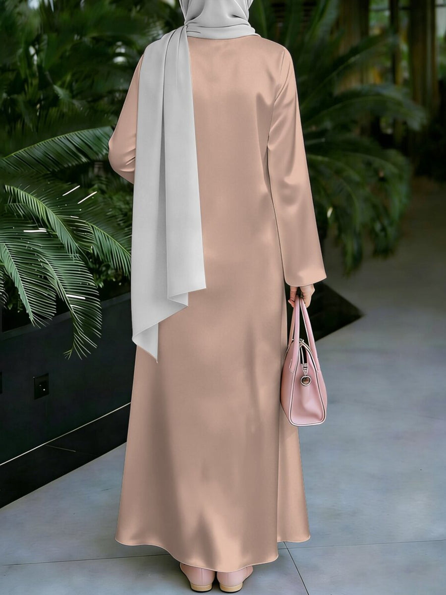 New Middle Eastern Style Muslim Elegant Robe, Featuring Middle Eastern Ethnic Print And Long Dress Design, Suitable for Eid Al-Fitr And Eid Al-Adha, This Loose, Comfortable, And Breathable Long Sleeve Dress Is Perfect for Commuting And Vacation - Mixed colors