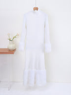 Modal Solid Color Waist Elegant Dress - White