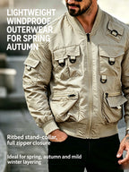 2026 Pilot Jacket Vintage Workwear Multi-Machine Motorcycle Jacket with Pockets Functional Outdoor Top - Dark Khaki