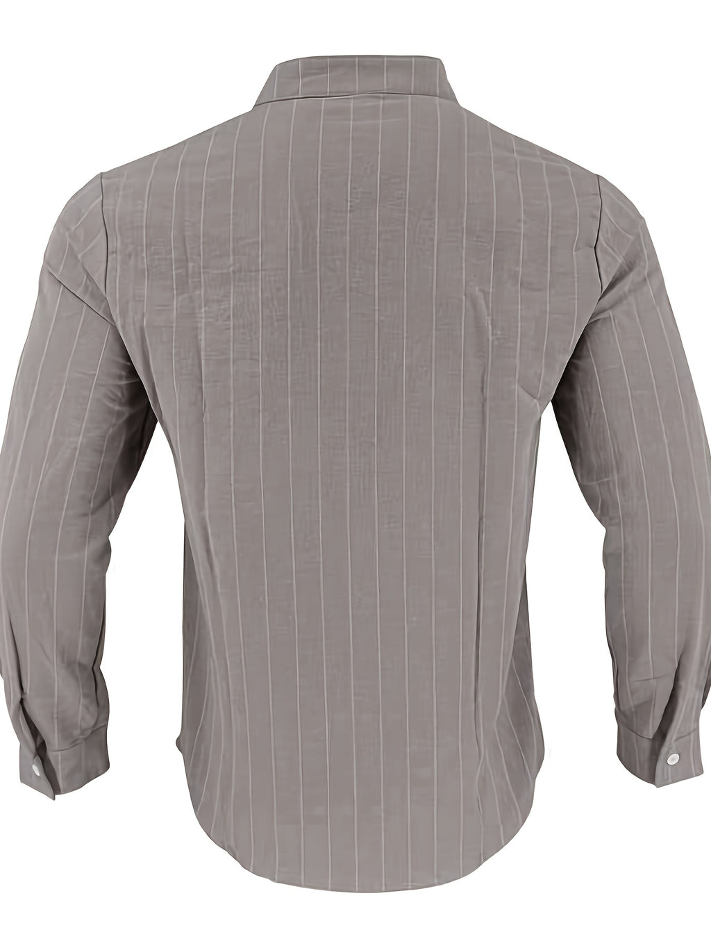 Pearson OBM 3pcs Set Men's Striped Linen Long-Sleeve Shirt; Sporty Casual Lapel Shirt with Pockets; Fashionable, Breathable, and Comfortable Fabric; Top for Beach Vacations and Outdoor Travel - Gray+white+black