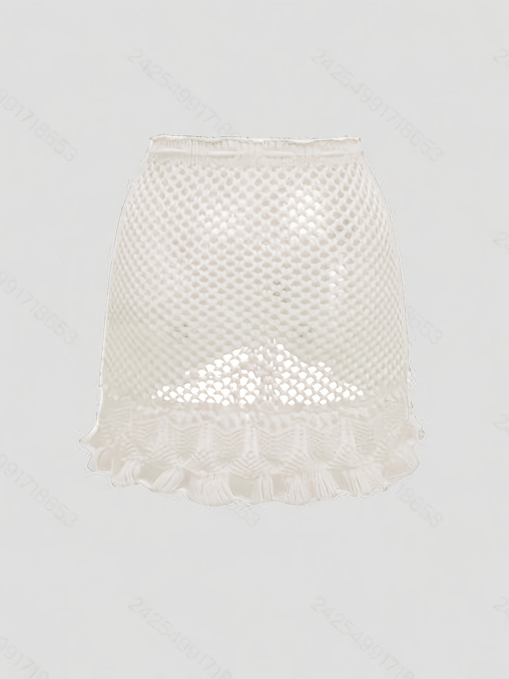Targeted Style - Women's Elegant Casual Mini Skirt - Summer Beach Hollow Dress, Solid Color Minimalist, Soft and Comfortable Fabric - White