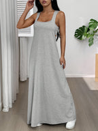 Women'S Solid Sleeveless Casual Dress And Built-In Camisole Summer Dress, 2pcs Dress Set - Grey