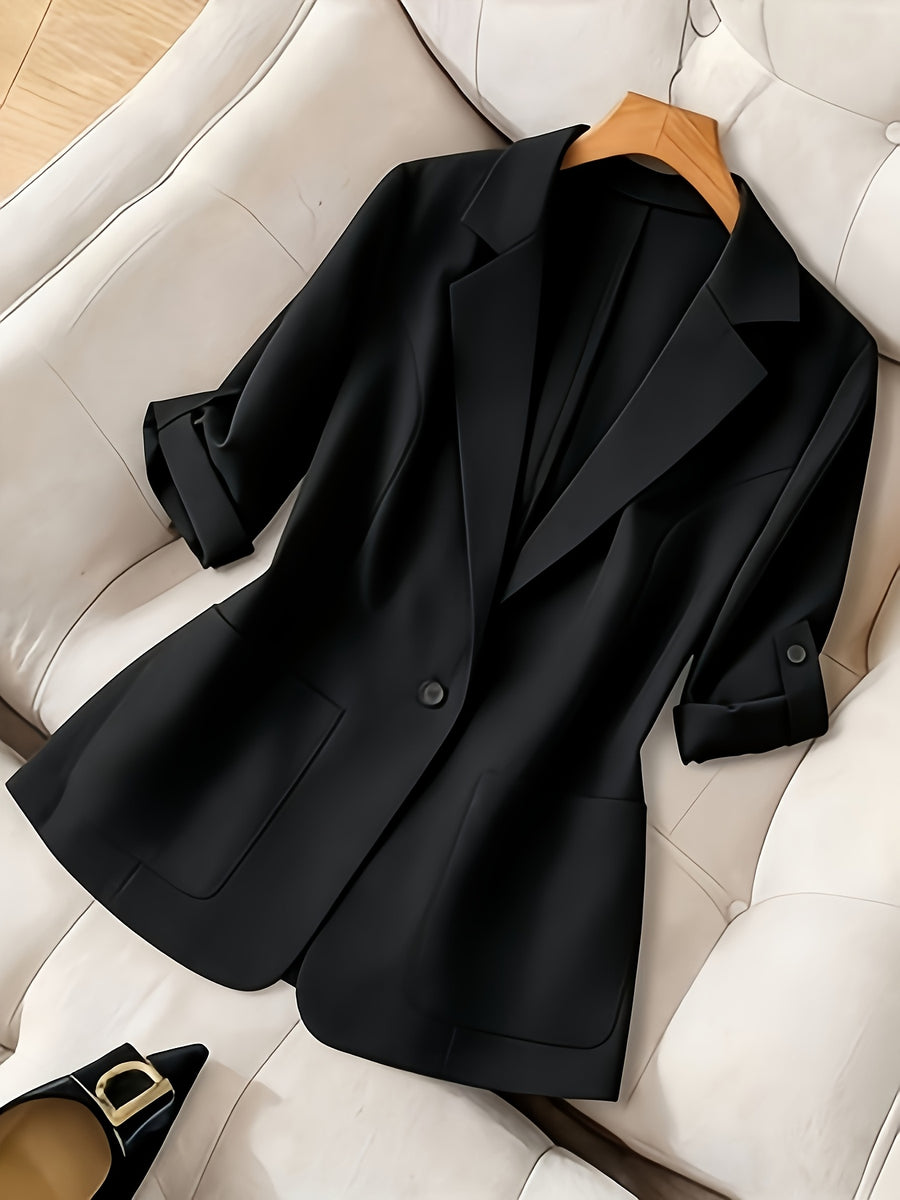 Women'S Seasonal Casual Suit Jacket, Fashionable And Versatile Professional Outfit, Easy Commuting Top - Black