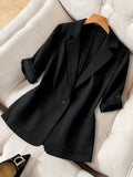 Women'S Seasonal Casual Suit Jacket, Fashionable And Versatile Professional Outfit, Easy Commuting Top - Black