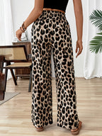 Elegant Leopard Print Wide Leg Pants for Women - Multicolor