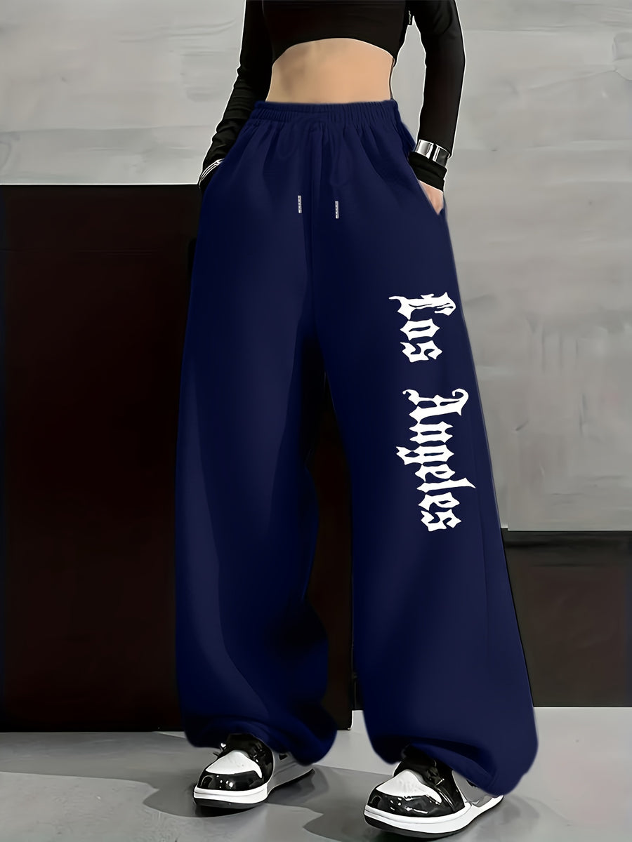 Autumn And Winter Fashion Casual Women'S Fleece Trousers, Monochrome Tunic Trousers, Casual Loose Sweatpants, Women'S Fashion - Navy Color