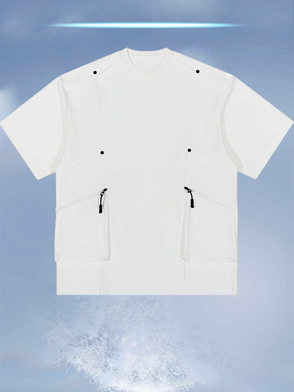 [Qiaoximei OBM] 2026 Summer New Men'S High-Quality Multi-Pocket Versatile Round Neck Short T-Shirt - Fashionable Street Beach Party Energetic Sports Men'S Trendy Loose Special Short Sleeve T-Shirt - White