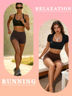 Butter-Soft Women'S High-Waist Biker Shorts - Perfect for, & Everyday Workouts - Coffee Brown