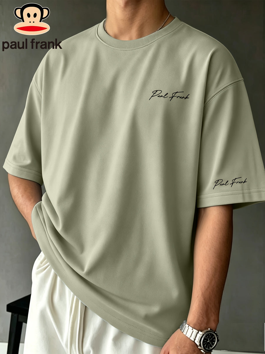 Paul Frank Summer Men's Pure Cotton Street Style Refreshing Pullover Short-Sleeve T-Shirt - Matcha Green