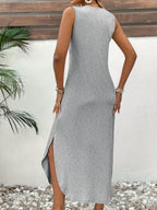 Women'S "New York" Graphic Tank Dress - Casual Sleeveless Summer Dress with "New York" Print, Soft Fabric, Round Neck, Perfect for Casual Attire, Casual Summer Attire | Graphic Tank Dress | Comfortable Fit, New York Fashion - Light Grey