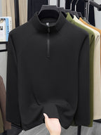 Fathers Day Gift for Men 2026 Early Spring New Half-Zipper Solid Color Men'S Sweatshirt, Easy And Atmospheric Comfortable Breathable, Daily Commute Casual - Black