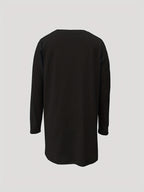 Spring/Autumn Casual Long Sleeve Loose Fit Oversized T-Shirt with Pocket Robe Top - Black