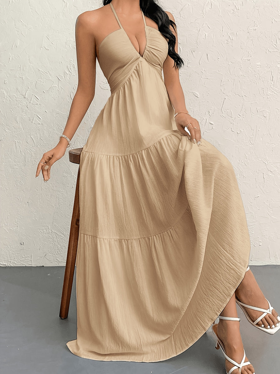 Women'S Dress - Yellowish-brown