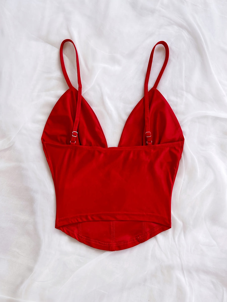 Sexy V-Neck Sleeveless Solid Color Cross Vest, Suitable for Dating, Bohemian Style, Vacation, Autumn Wear, Women'S Clothing, Retro Style, Holiday Theme, Tank Top - Red