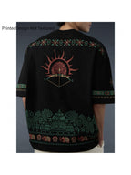 [Printed Design - Not Textured] Men's Fashion Printed Crew Neck T-Shirt, Mughal Elephant Print, Standard Size Men's T-Shirt, Vintage Exotic Style Short Sleeve, Spring/Summer Casual Commuter Versatile Top, Y2K Clothing, Fashion, Printed Design - Mixed colors
