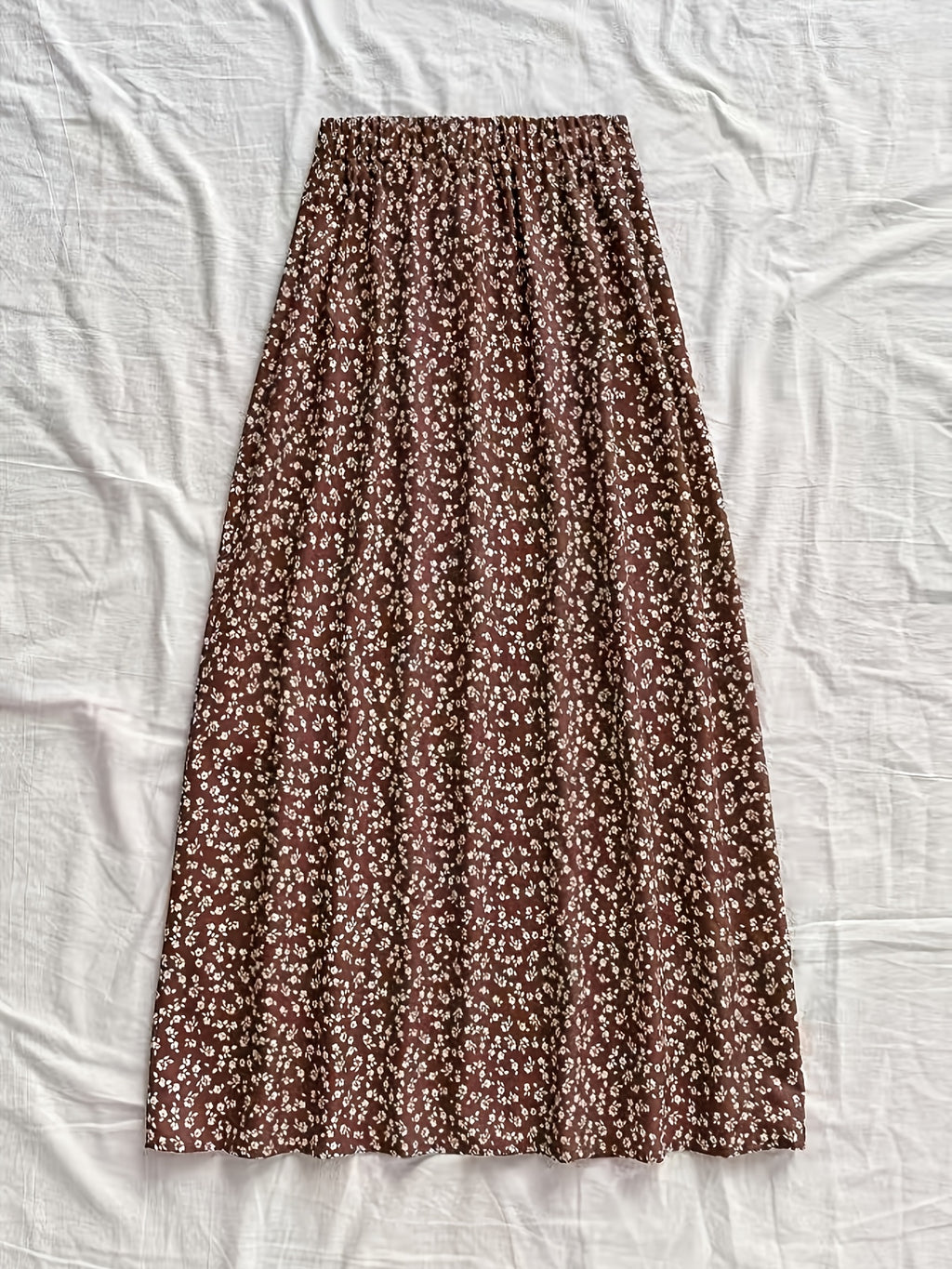Item No.: ZD1127244 Spring/Summer Women's Simple, Fashionable, Casual, and Versatile Skirt - Coffee Floral