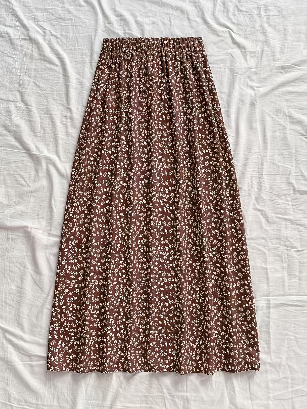 Item No.: ZD1127244 Spring/Summer Women's Simple, Fashionable, Casual, and Versatile Skirt - Coffee Floral