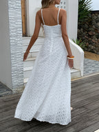 New Women's Evening Gowns with Spaghetti Straps, Fringe, V-Neck, Maxi Length, Party Dress, Bridesmaid Dress 2025 - Ivory White