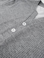 Pearson OBM Men's Henley Short Sleeve T-Shirt - Breathable Waffle Knit Summer Casual Tee with Button Front, Solid Color Round Neck, Machine Washable for Outdoor & Casual Attire, Stylish Button Detail, Lightweight Fabric, Easycare Material - Grey