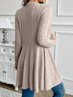 Plain Textured Loose Spring/Autumn Outerwear - Khaki