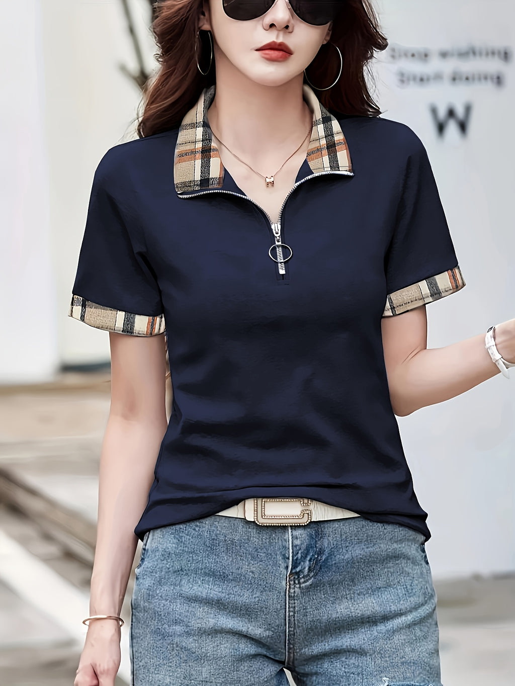 Women'S Fashion Casual Top - Navy Color