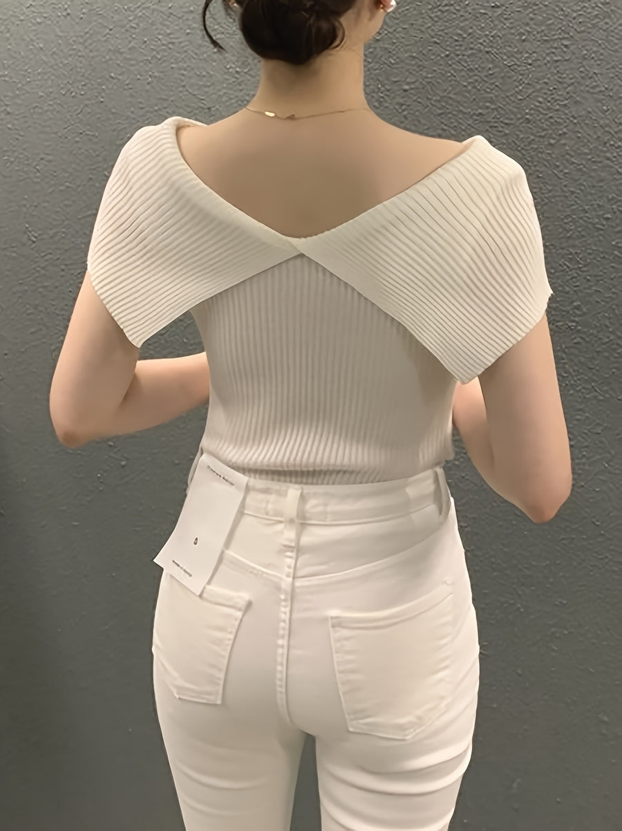 Gentle Style Refreshing - T-Shirt for Women, 2025 Summer New Arrival, Elegant Fashionable and Stylish Top - White